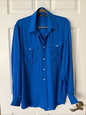 Polo by Ralph Lauren Women’s Royal Blue Button-Up Shirt XL